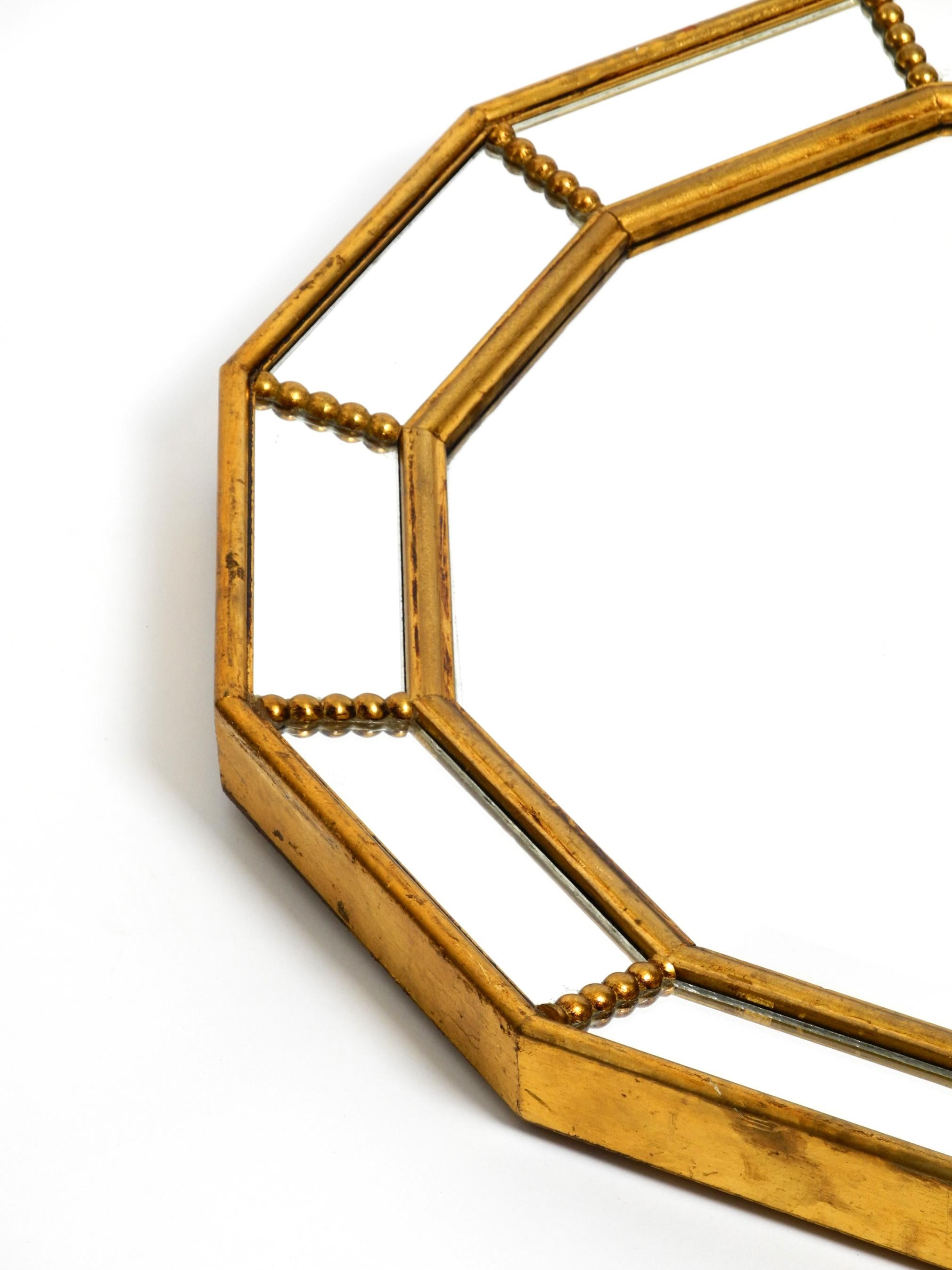 Beautiful Italian 12 Sided Gold-Plated Wall Mirror with Facet Cut from the 1960s 13