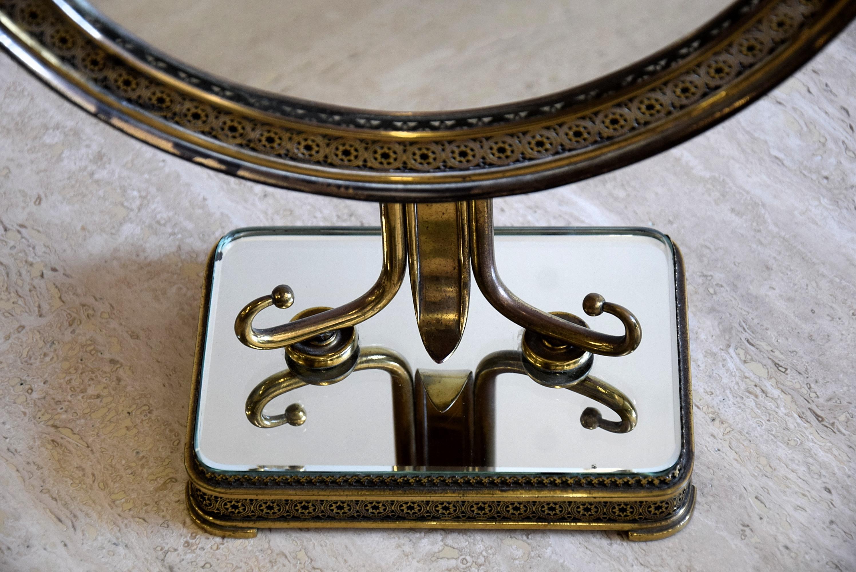 Brass Beautiful Italian 1940 Vanity Mirror