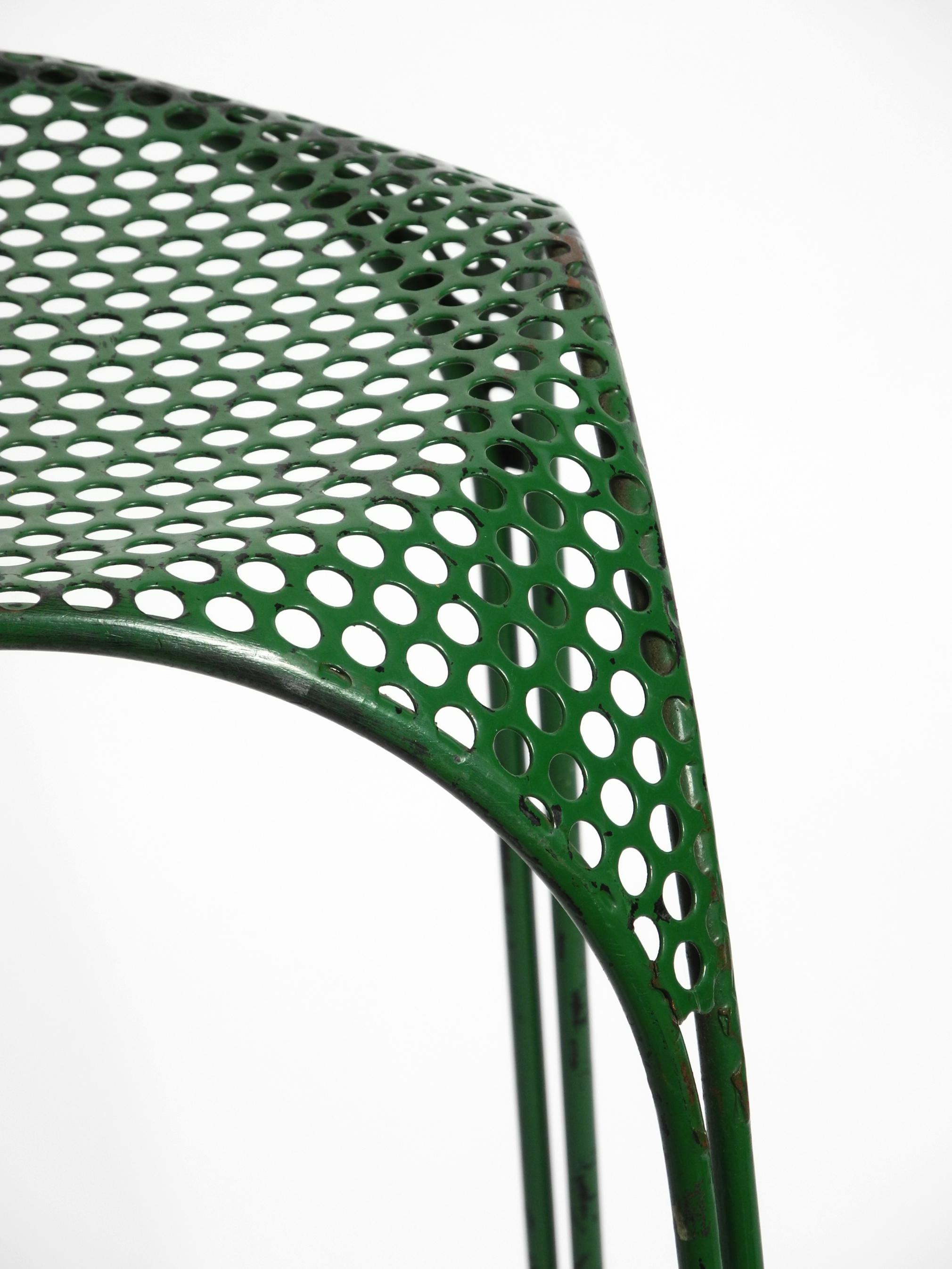 Italian 1960s bar stool made of green painted metal with perforated metal seat For Sale 8