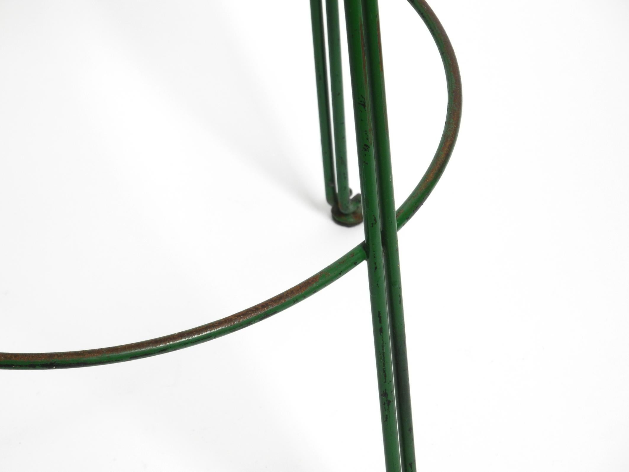 Italian 1960s bar stool made of green painted metal with perforated metal seat For Sale 11
