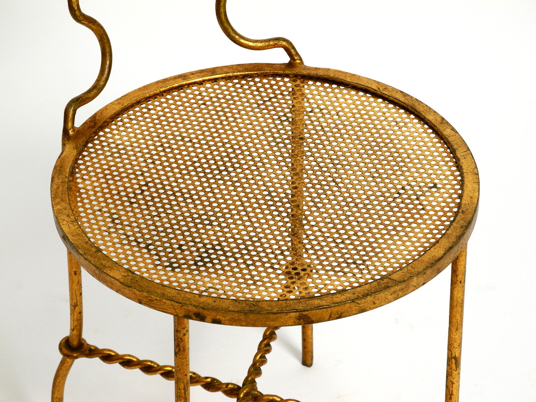 Beautiful Italian 70's Regency Design Gold Plated Wrought Iron Chair For Sale 6