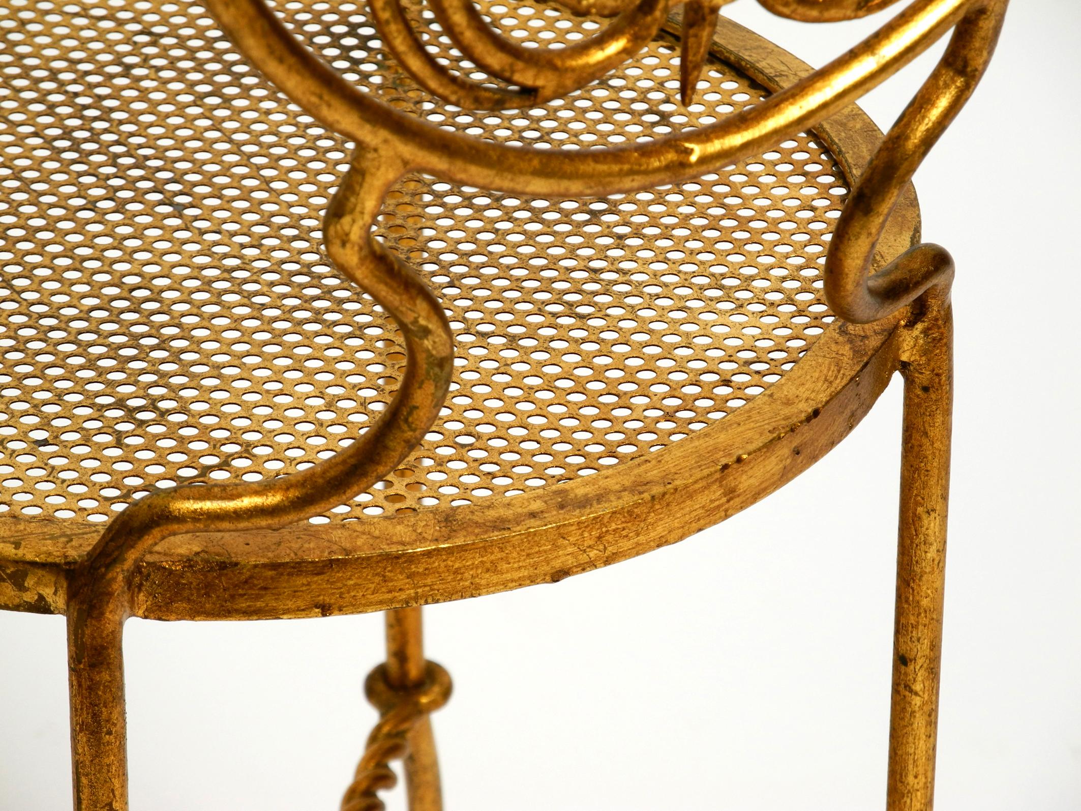 Beautiful Italian 70's Regency Design Gold Plated Wrought Iron Chair For Sale 7