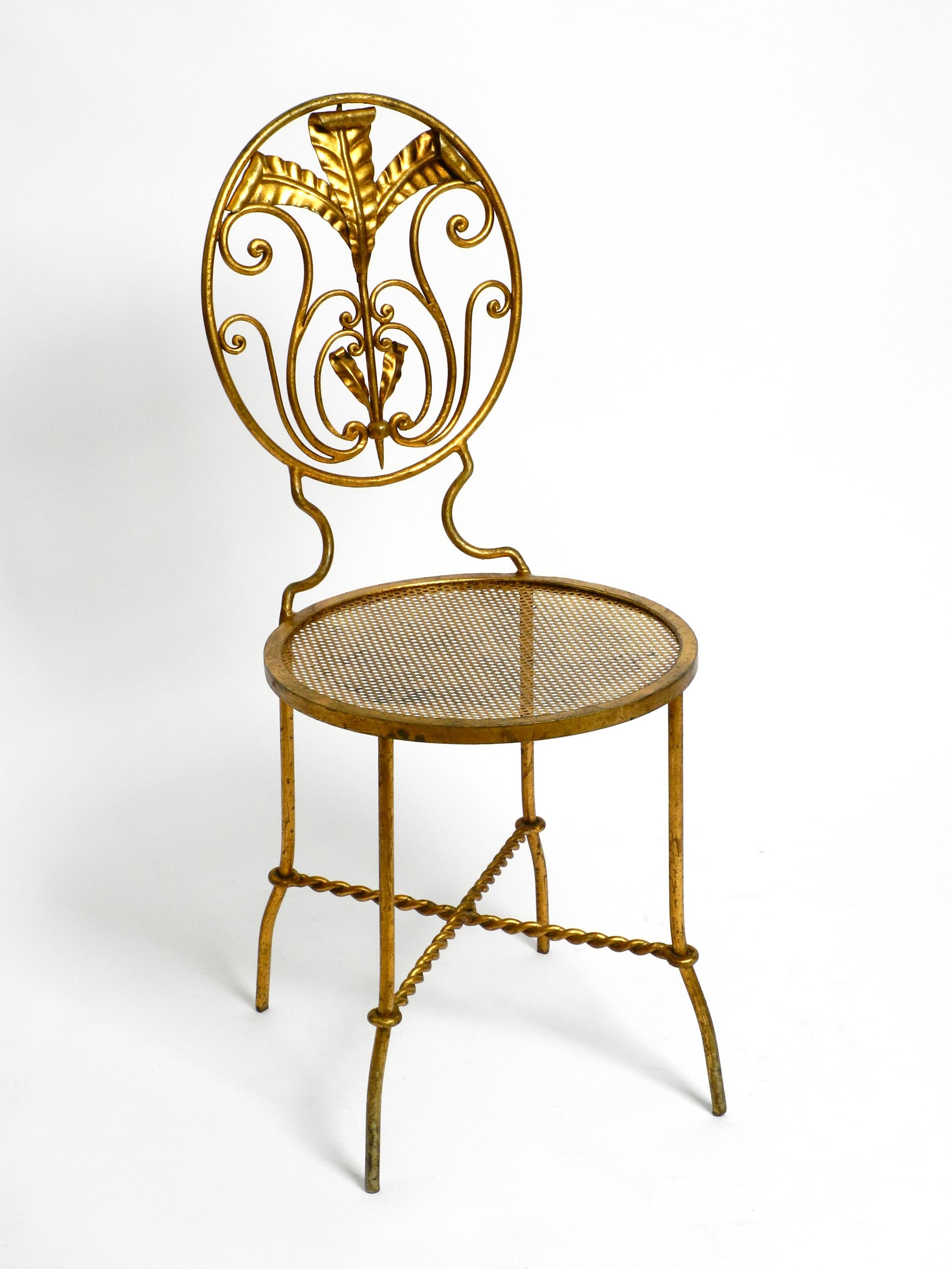 Beautiful Italian 70's Regency Design Gold Plated Wrought Iron Chair For Sale 13