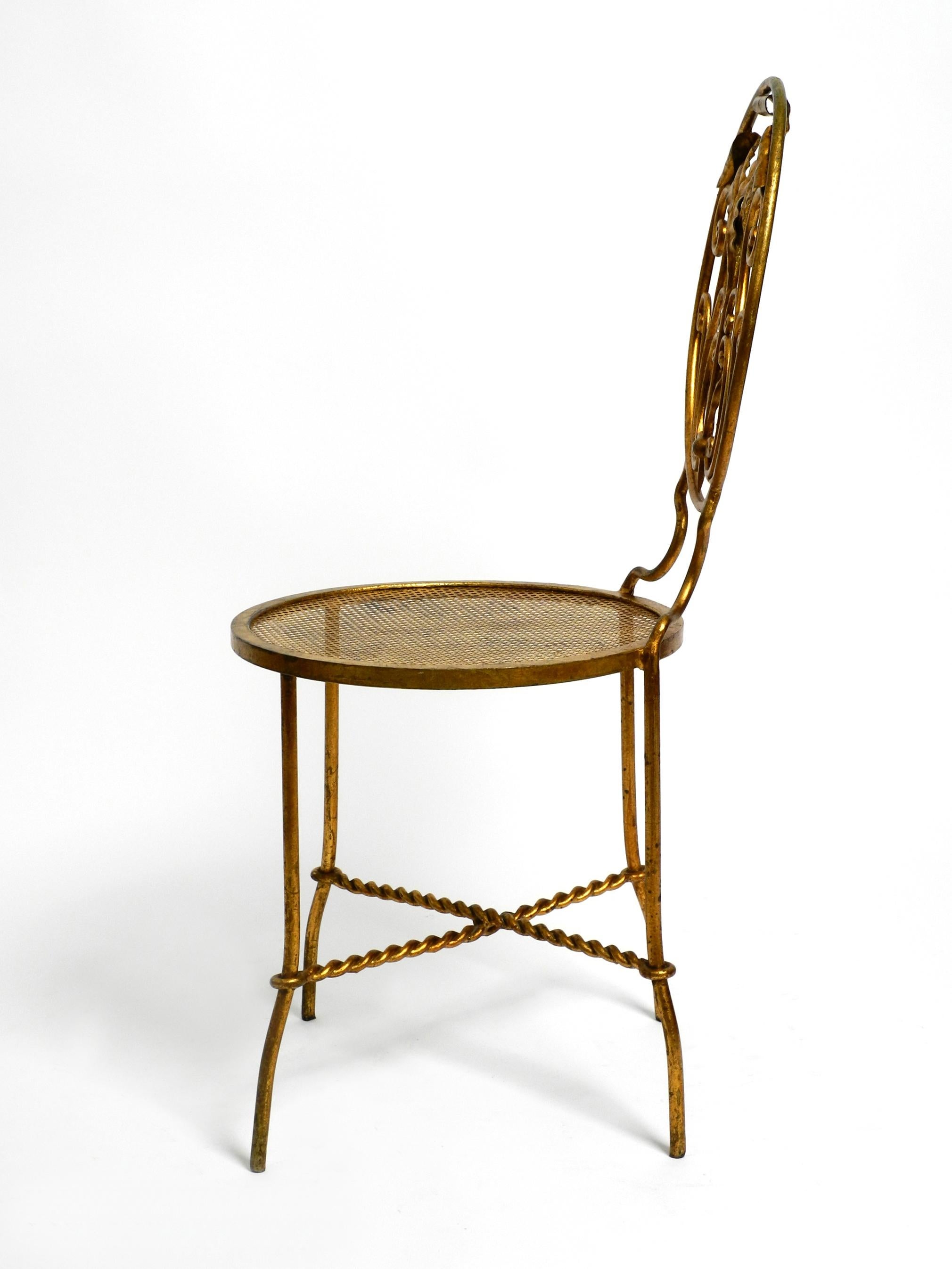 Beautiful Italian 70's Regency Design Gold Plated Wrought Iron Chair For Sale 1