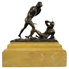 Bellissima scultura italiana in bronzo di gladiatori con base in marmo del XIX secolo VIDEO