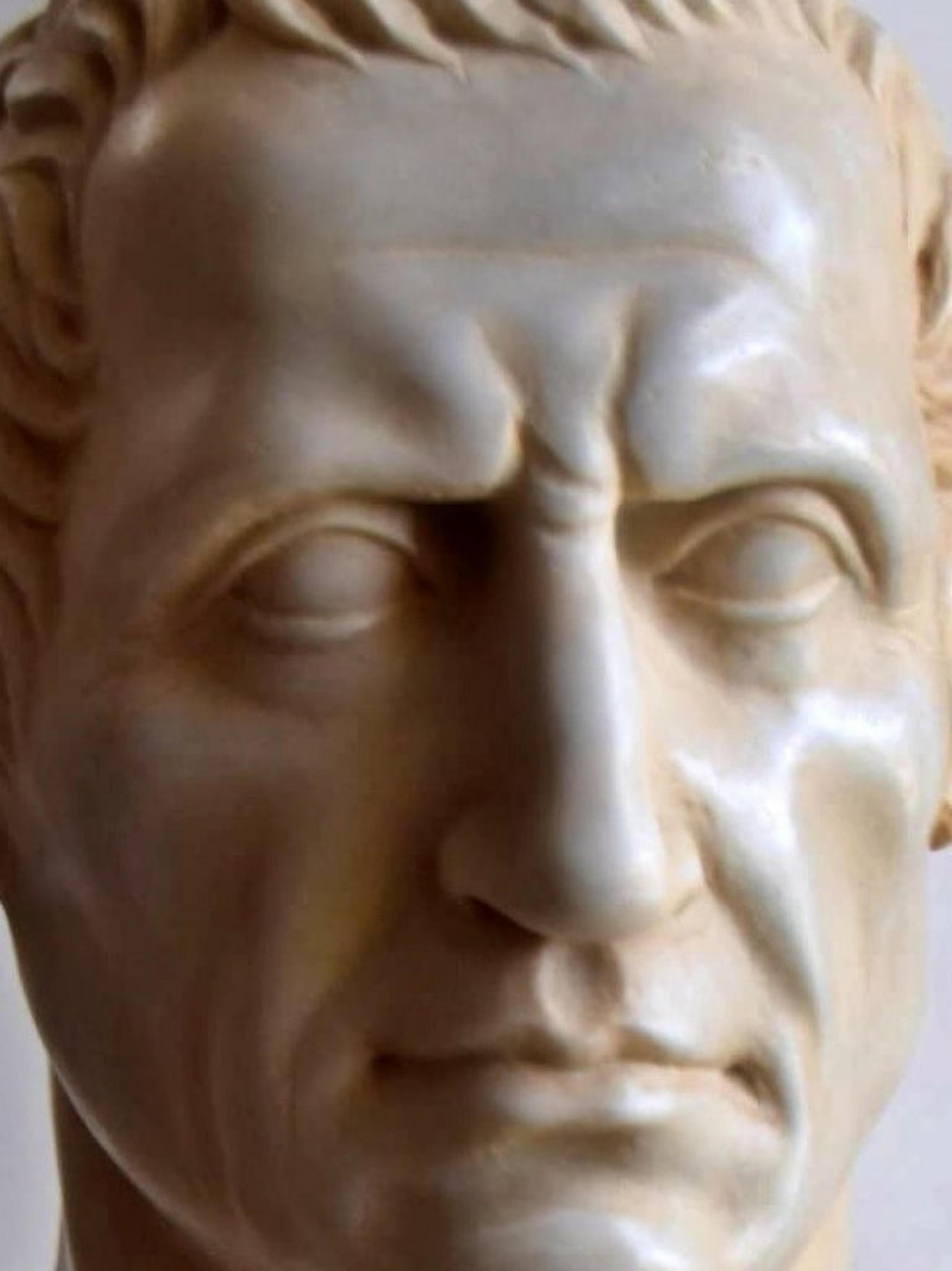 Hand-Crafted Beautiful Italian Caesar Bust Early 20th Century Carrara Marble For Sale