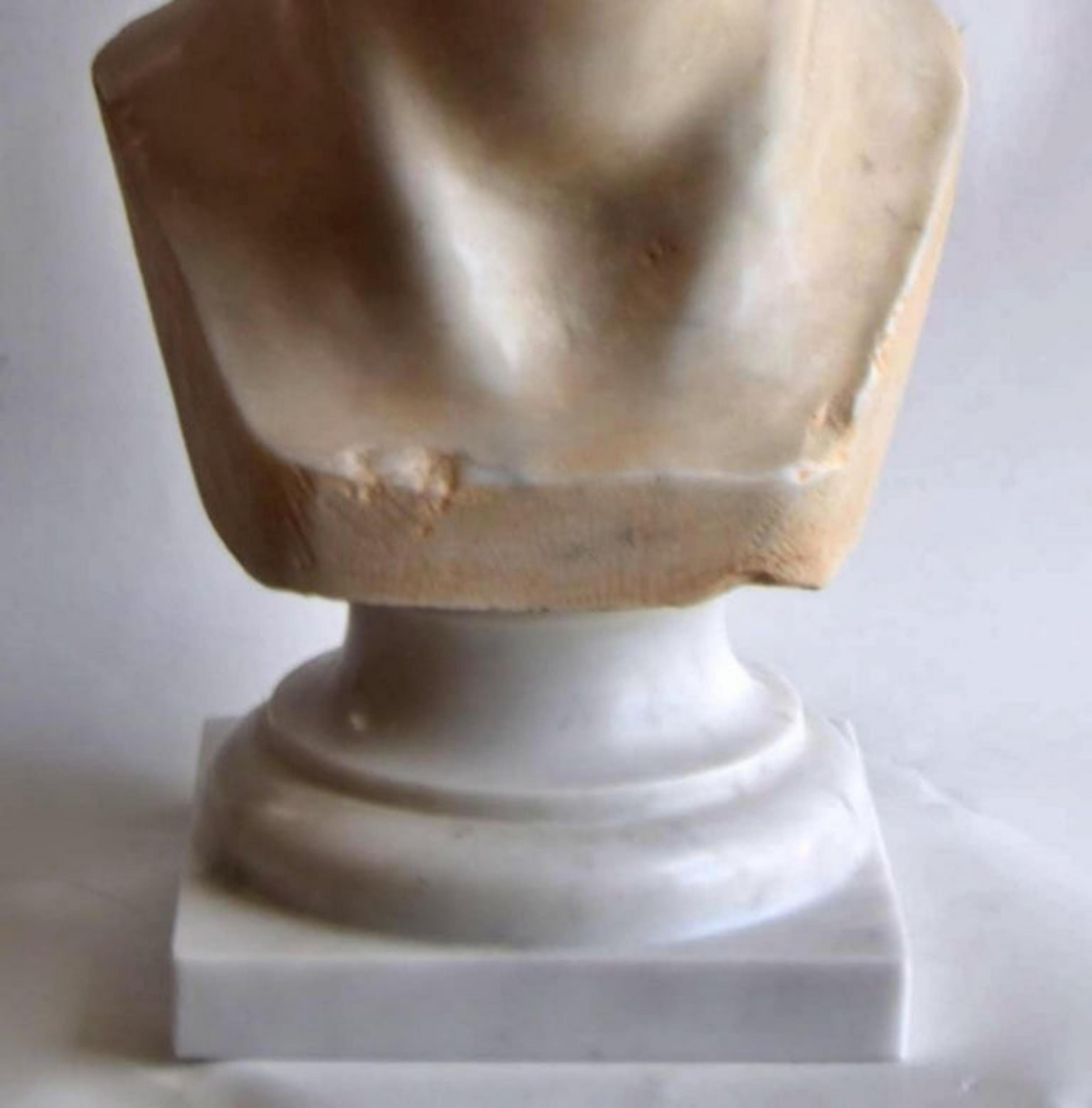 Hand-Crafted Beautiful Italian Caesar Bust Early 20th Century Carrara Marble For Sale