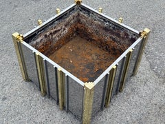 Beautiful Italian chrome and brass flower planter from the 1970's