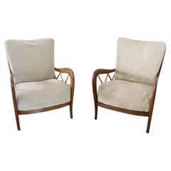 Schönes italienisches Design-Sesselpaar aus Kirschholz von Paolo Buffa, 1950er Jahre