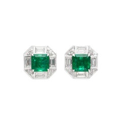 Beautiful Italian Emerald and Diamond Earrings