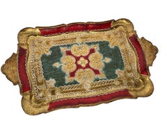 Beautiful Italian Florentine Gilded Gilt Wood Serving Tray Toleware Tole, 1960s