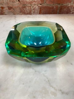 Beautiful Italian Green Crystal Decorative Bowl 1950