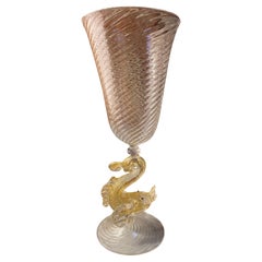 Beautiful Italian Handcrafted Chalice in Blown Murano Glass, 1970