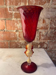 Beautiful Italian Handcrafted Chalice in Red Blown Murano Glass, 1970