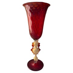 Beautiful Italian Handcrafted Chalice in Red Blown Murano Glass, 1970