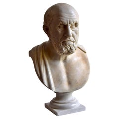 Beautiful Italian " Ippocrate " Bust Early 20th Century Carrara Marble