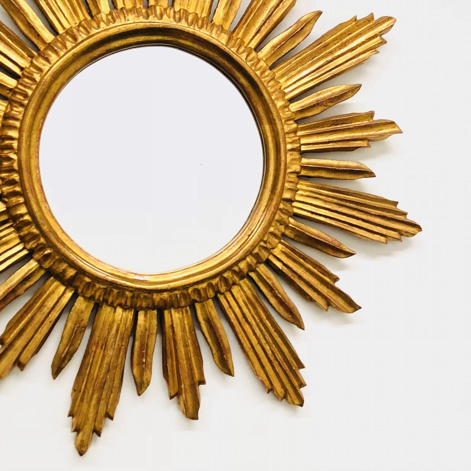 Hollywood Regency Beautiful Italian Large Sunburst Starburst Mirror Wood, circa 1950s