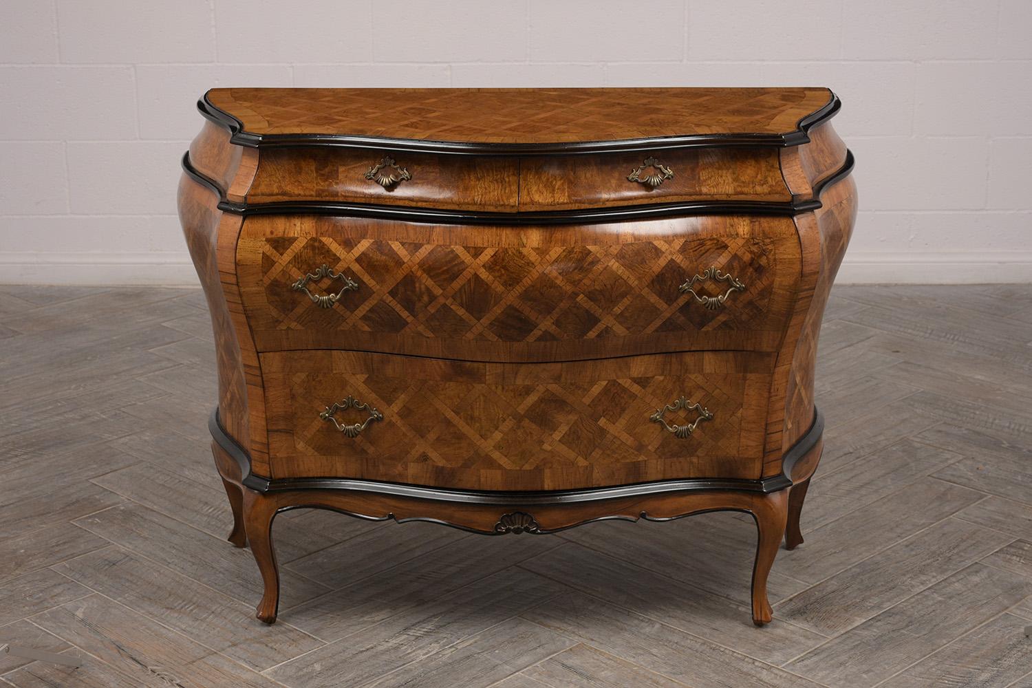 Beautiful Italian Marquetry Louis XV Style Chest of Drawers In Excellent Condition In Los Angeles, CA