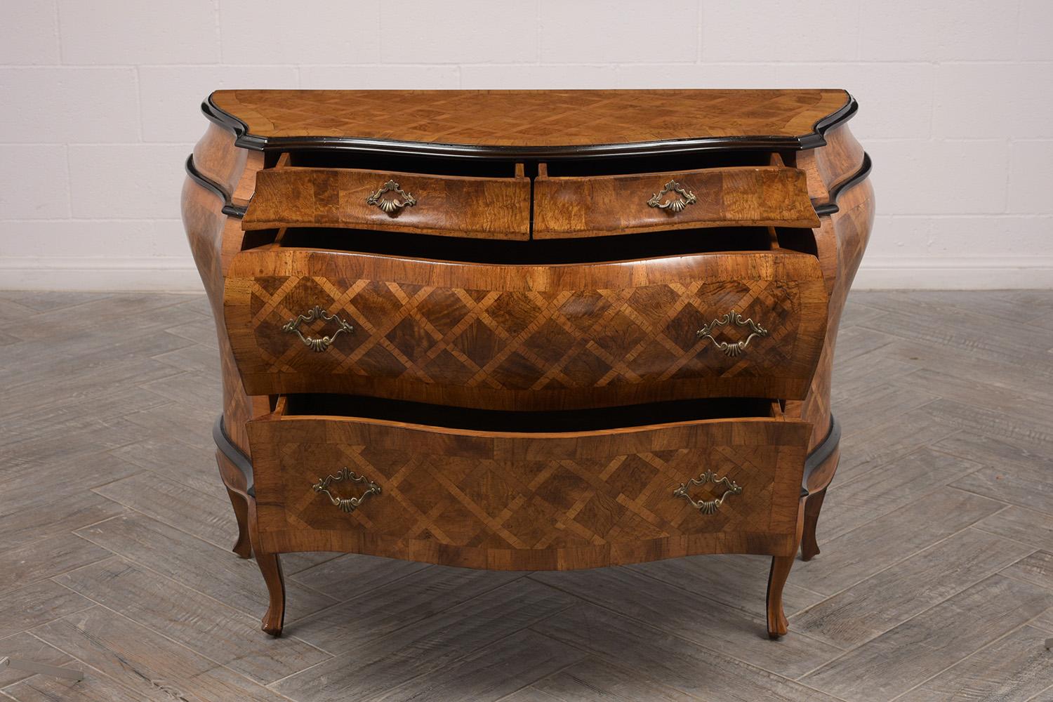 Mid-20th Century Beautiful Italian Marquetry Louis XV Style Chest of Drawers