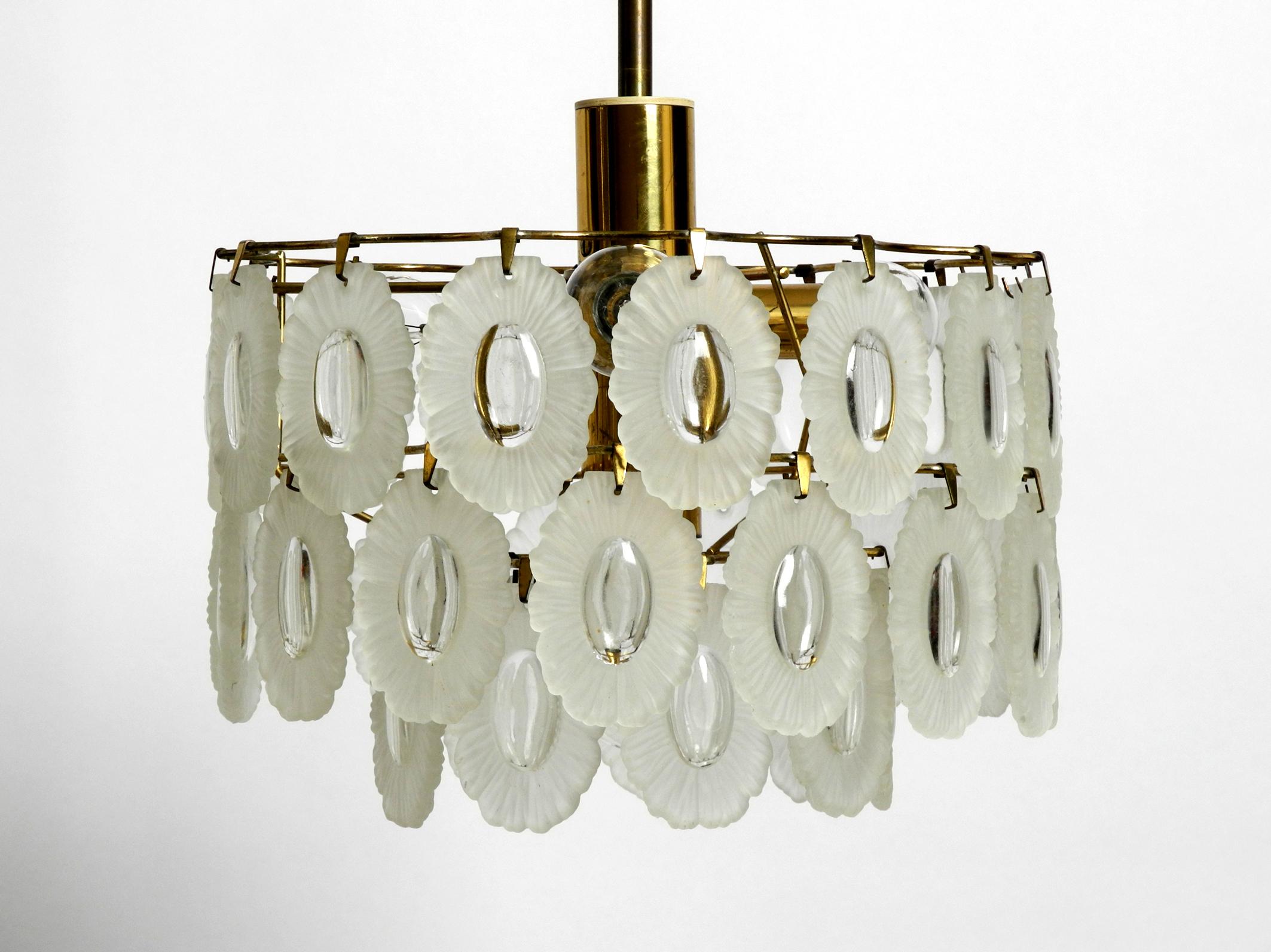 Mid-20th Century Beautiful Italian Midcentury Chandelier with Oval Murano Glasses For Sale