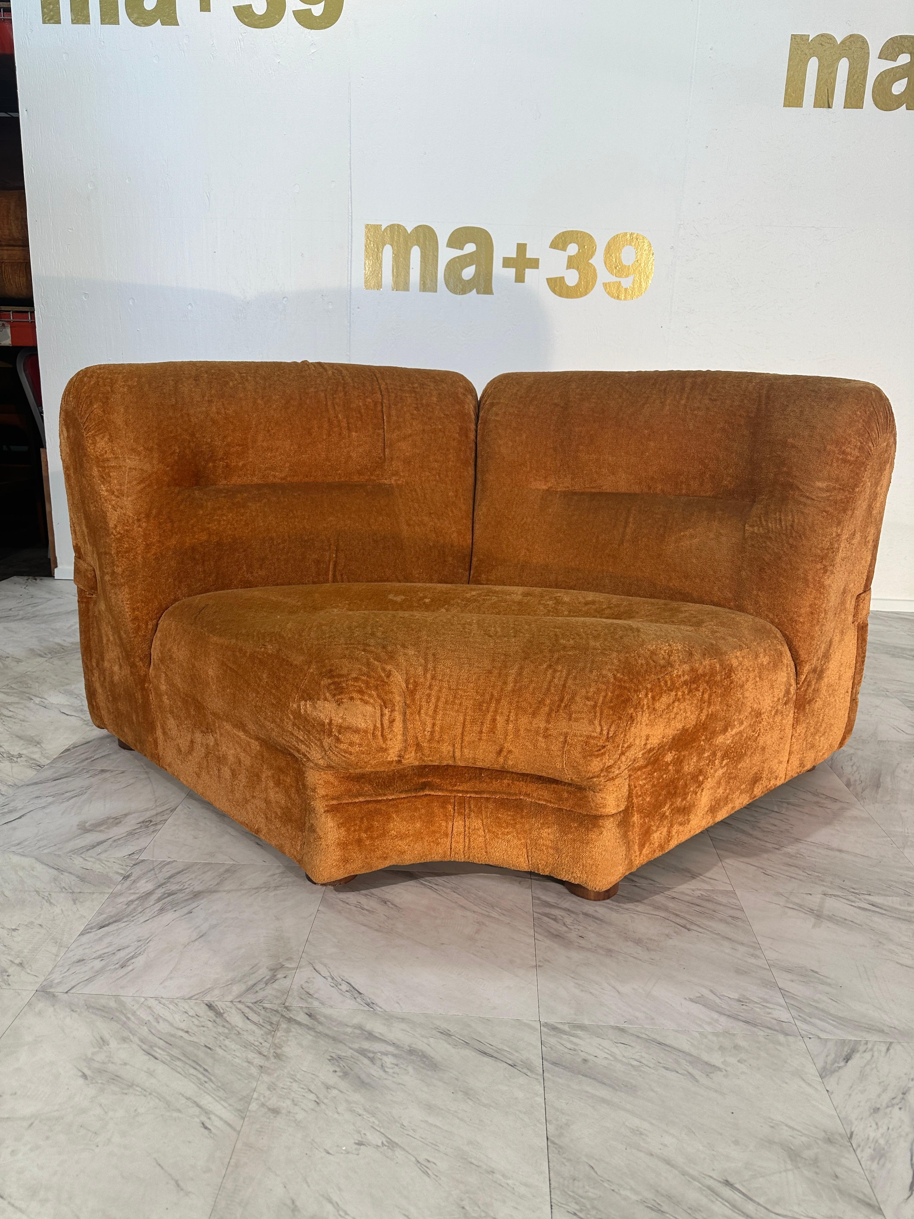 Tissu Magnifique canapé sectionnel italien du milieu du siècle, années 1980 en vente
