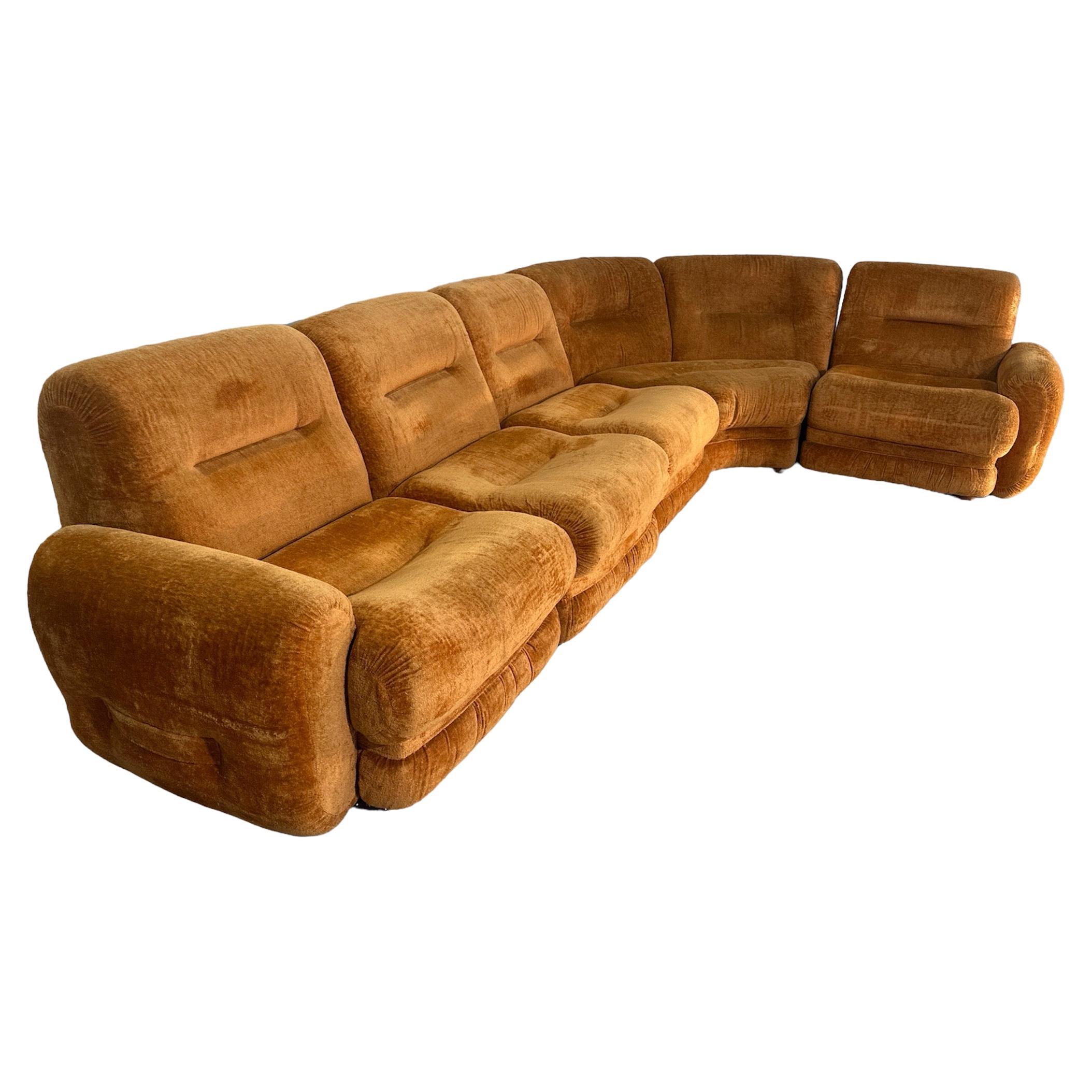 Beautiful Italian Mid Century Sectional Sofa 1980s For Sale