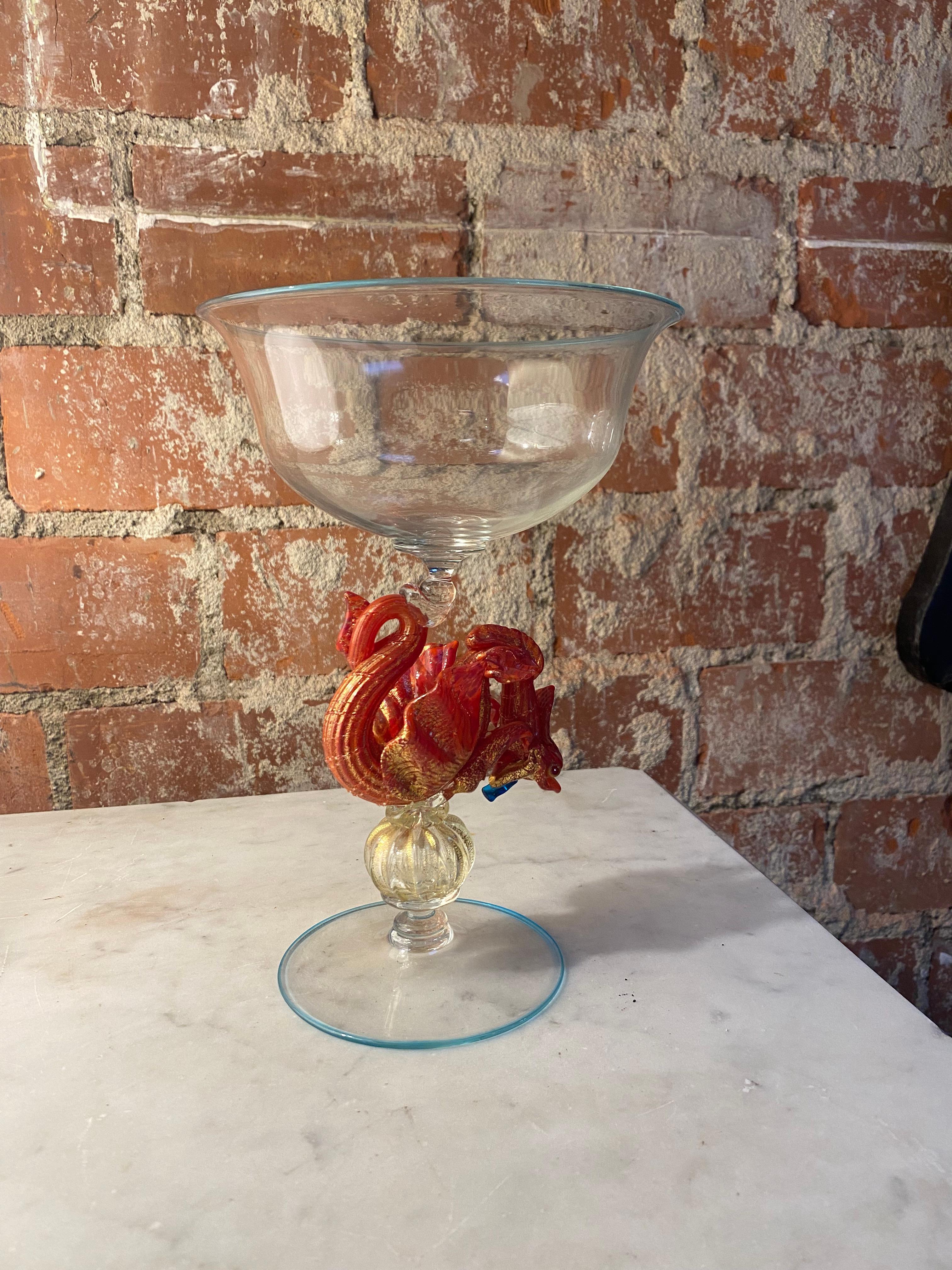 Fin du 20e siècle Magnifique chalice italienne en verre de Murano, années 1970 en vente