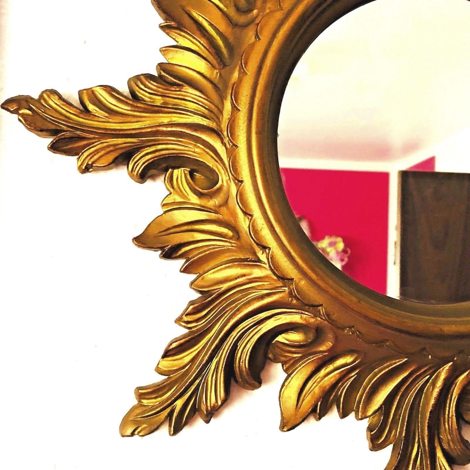 Hollywood Regency Beautiful Italian Starburst Sunburst Mirror circa 1980s Made in Italy