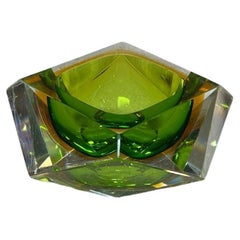 Beautiful Italian Submerged Green Glass Ashtray 1960s