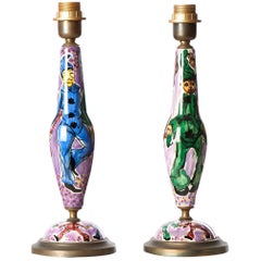 Beautiful Italian Table Lamps with Multiple Color Clowns