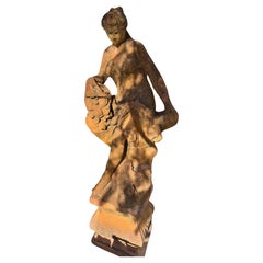 Beautiful Italian Terracotta  Sculpture 19th Century "The Girl with the Flowers"