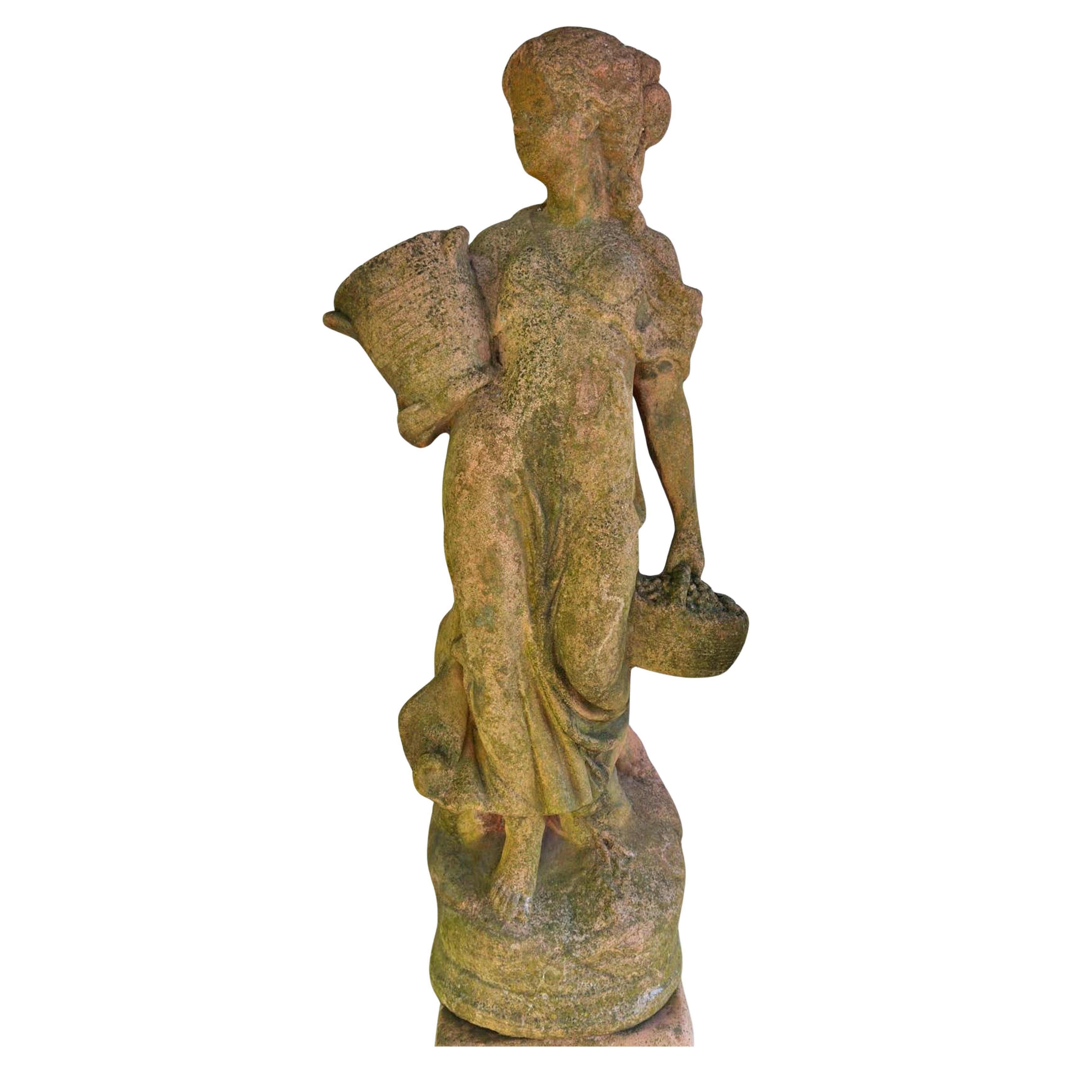 Beautiful Italian Terracotta  Sculpture 19th Century " The Girl with the Vase " For Sale
