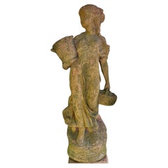 Bellissima terracotta italiana  Scultura 19° secolo " La ragazza con il vaso "