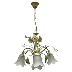 Retro Beautiful Italian Tole Florentine Florence Grasses and Leaves Chandelier