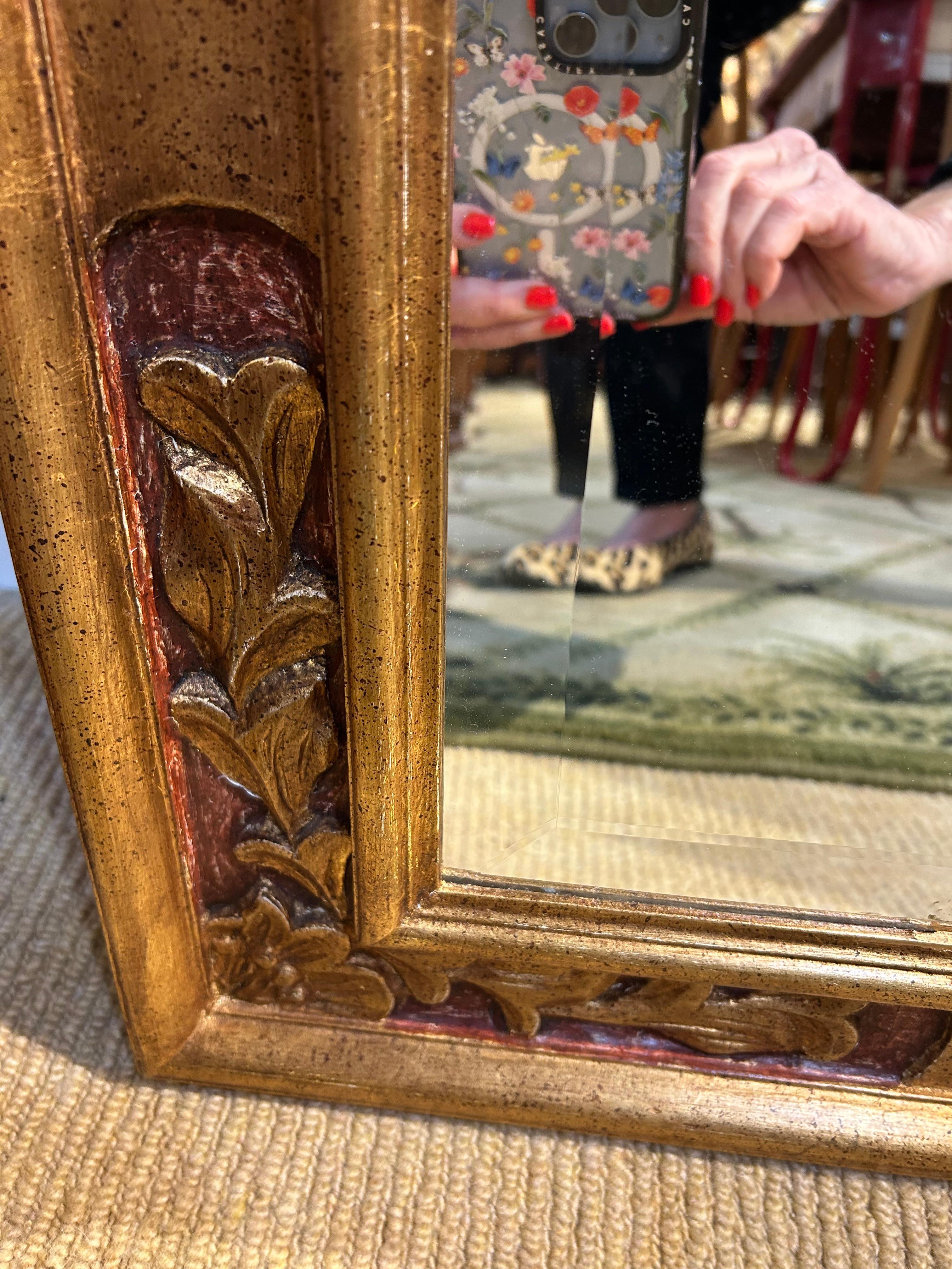 Late 20th Century Beautiful Italian Tuscan Rectangular Vintage Mirror with Aged Patina For Sale