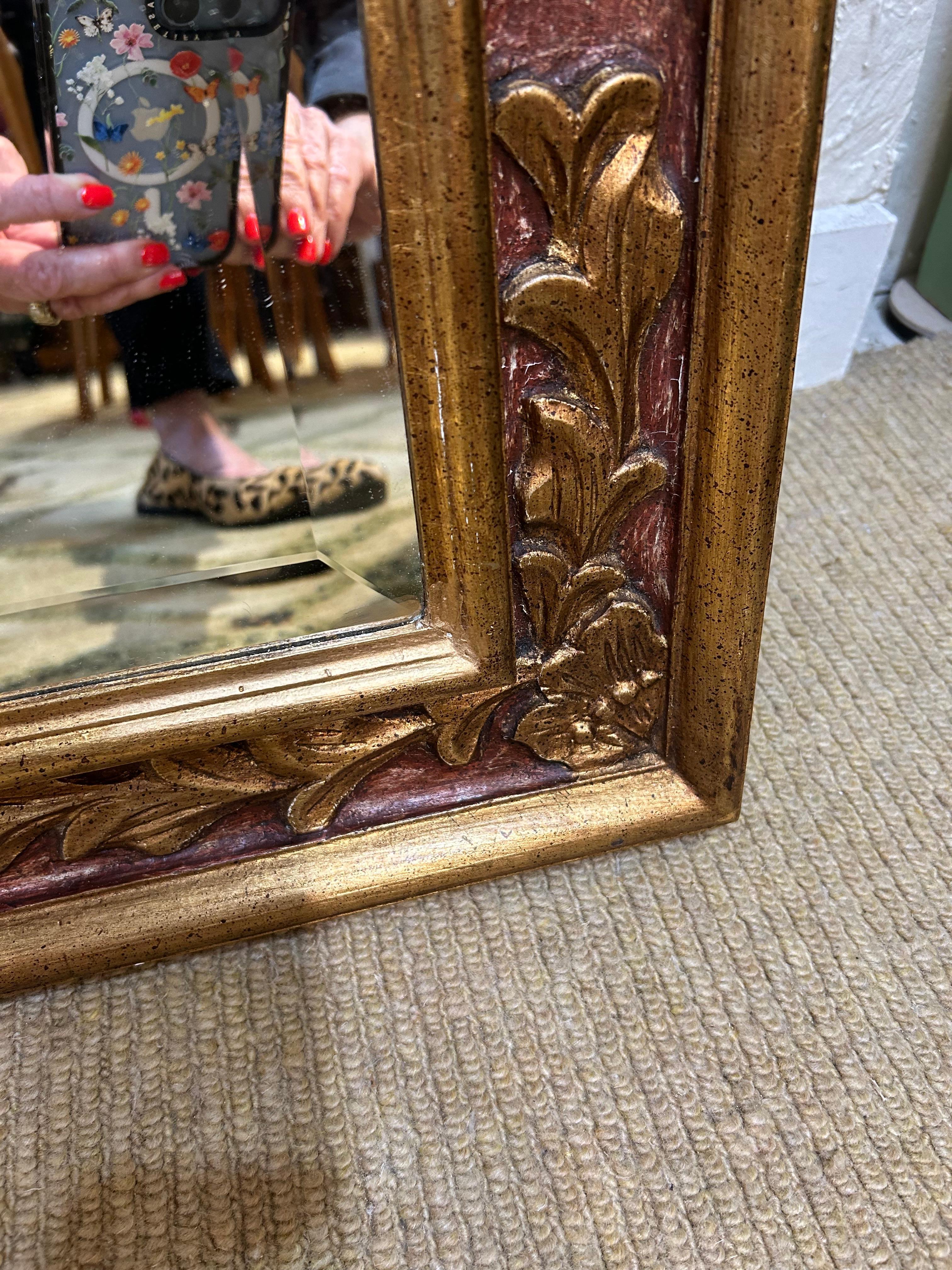 Beautiful Italian Tuscan Rectangular Vintage Mirror with Aged Patina For Sale 1