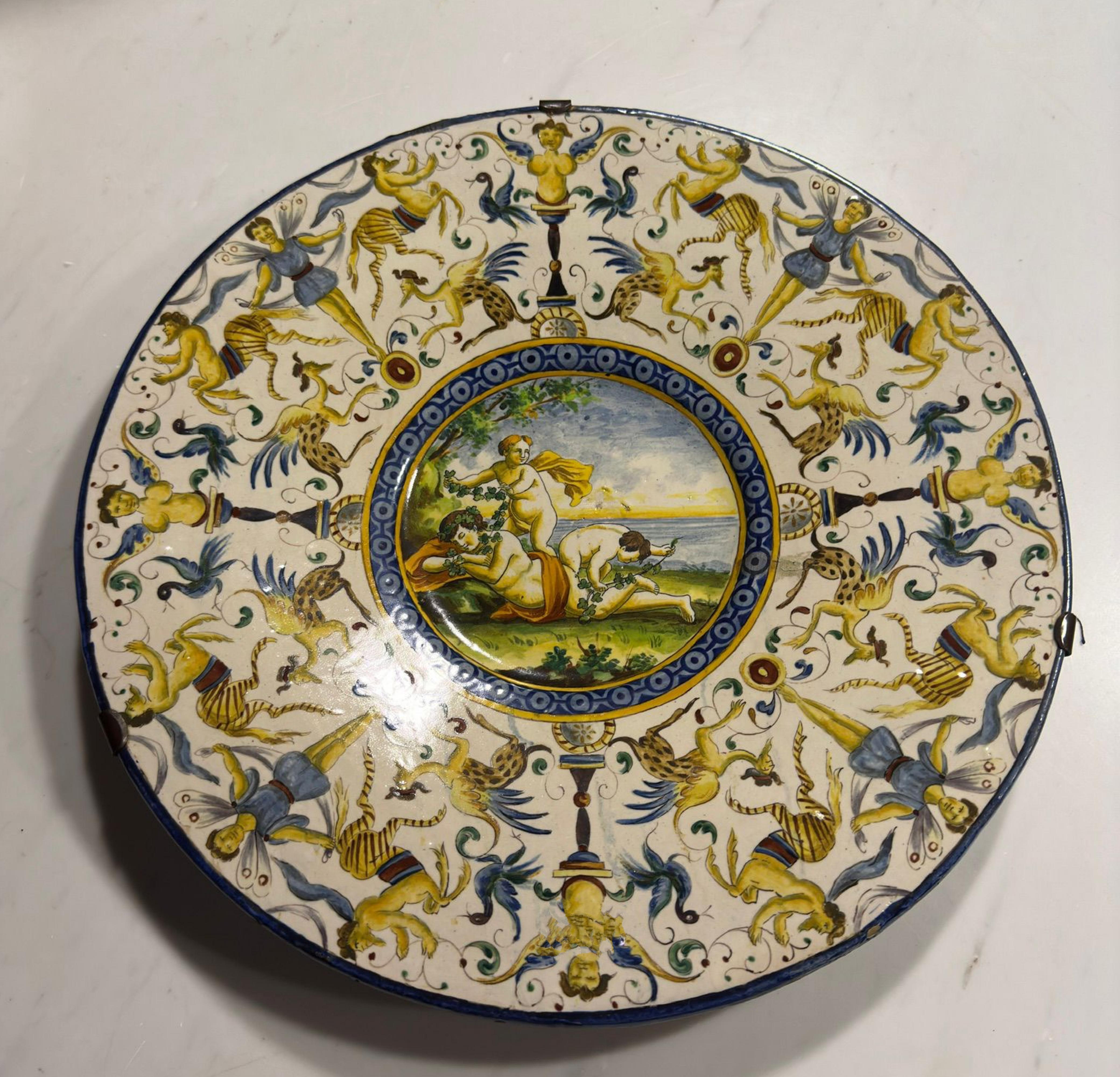 Hand-Crafted Beautiful Italian Urbino Ceramics Plate from the 18th Century