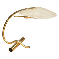 Beautiful Italian Vintage Brass and Murano Glass Leaf Desk Lamp