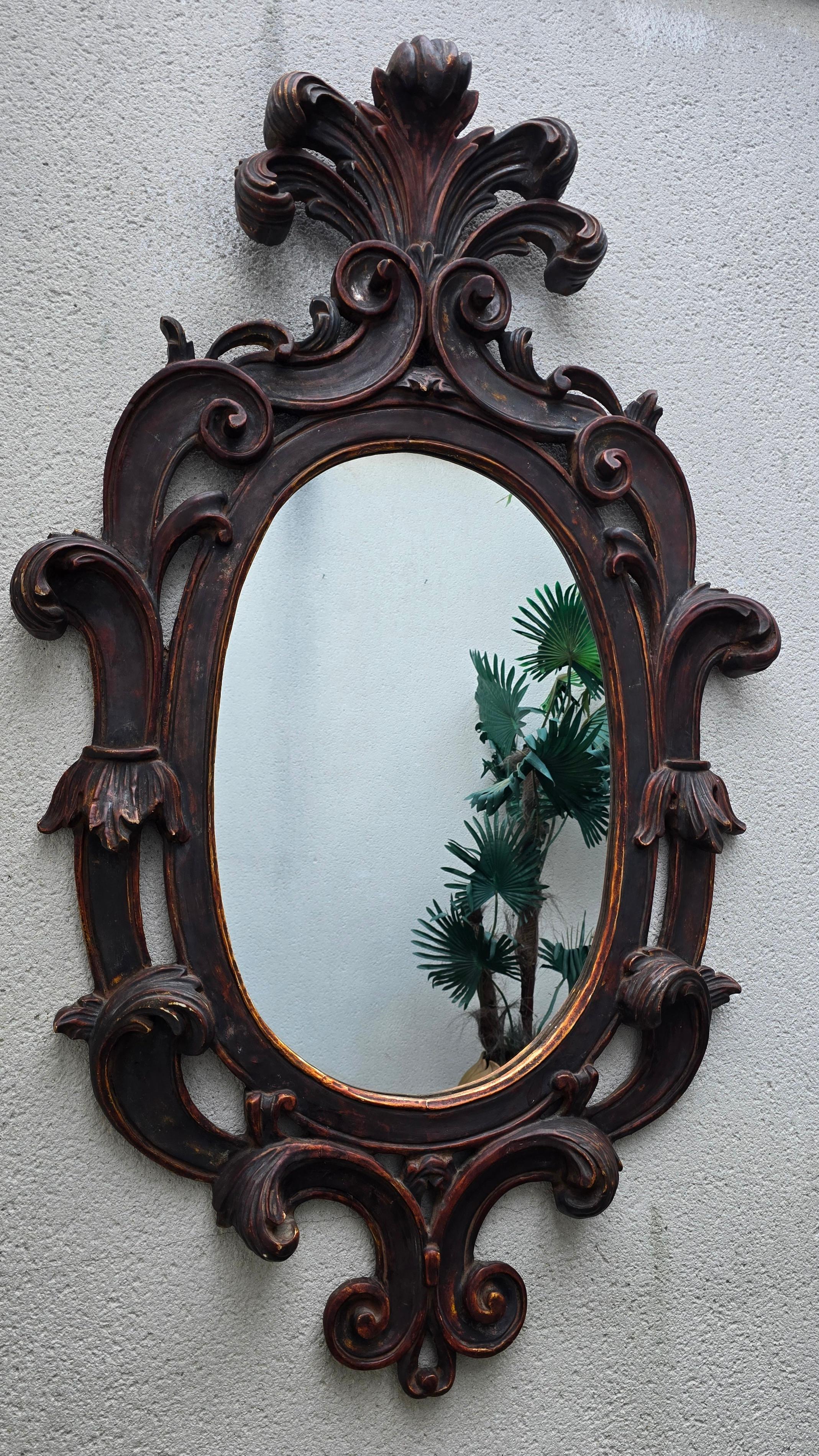 Mid-Century Modern Magnifique miroir italien en bois en vente