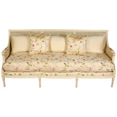 Beautiful Ivory Settee with Silk Floral Fabric