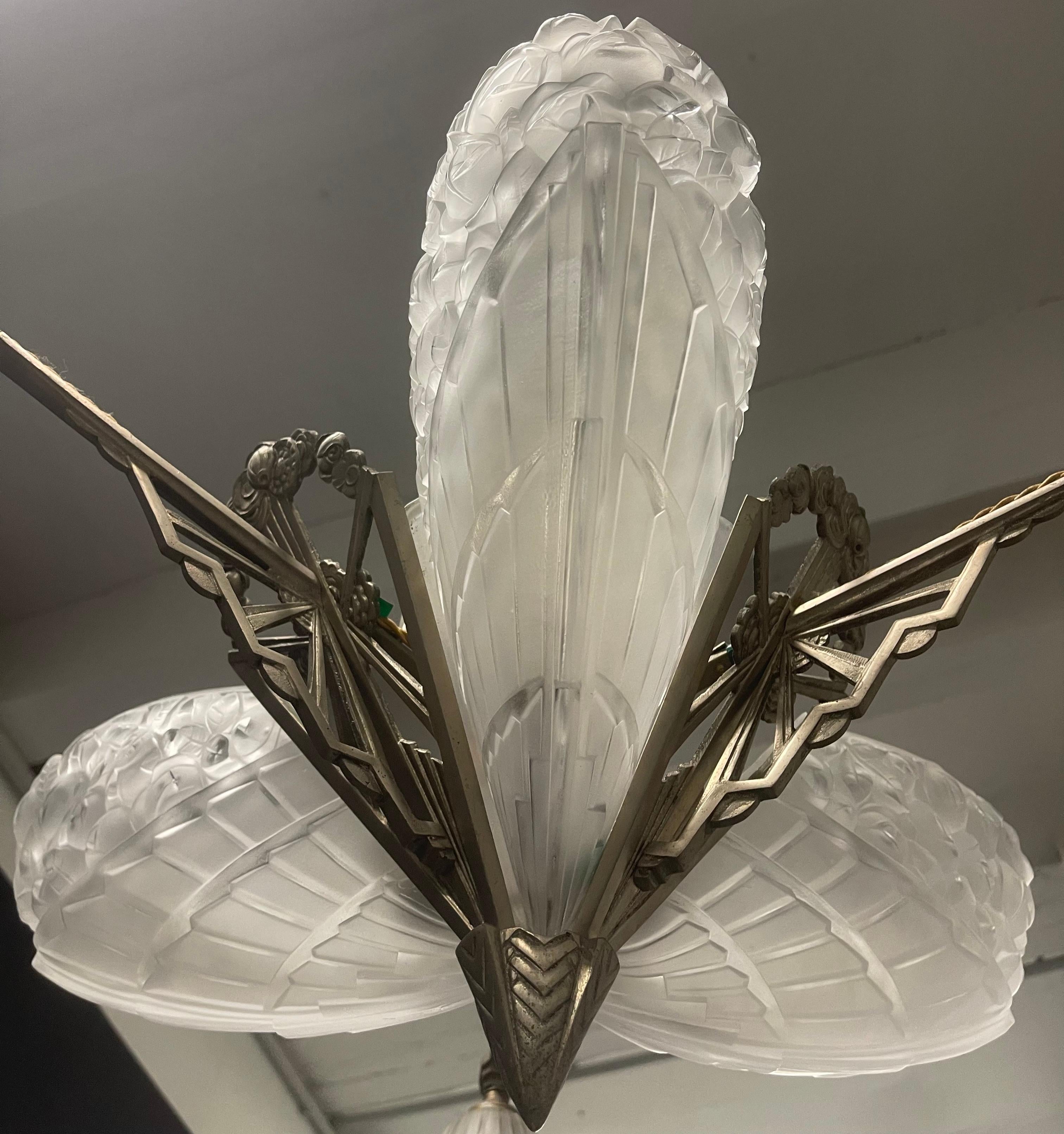 beautiful j. robert signed french art deco chandelier For Sale 2