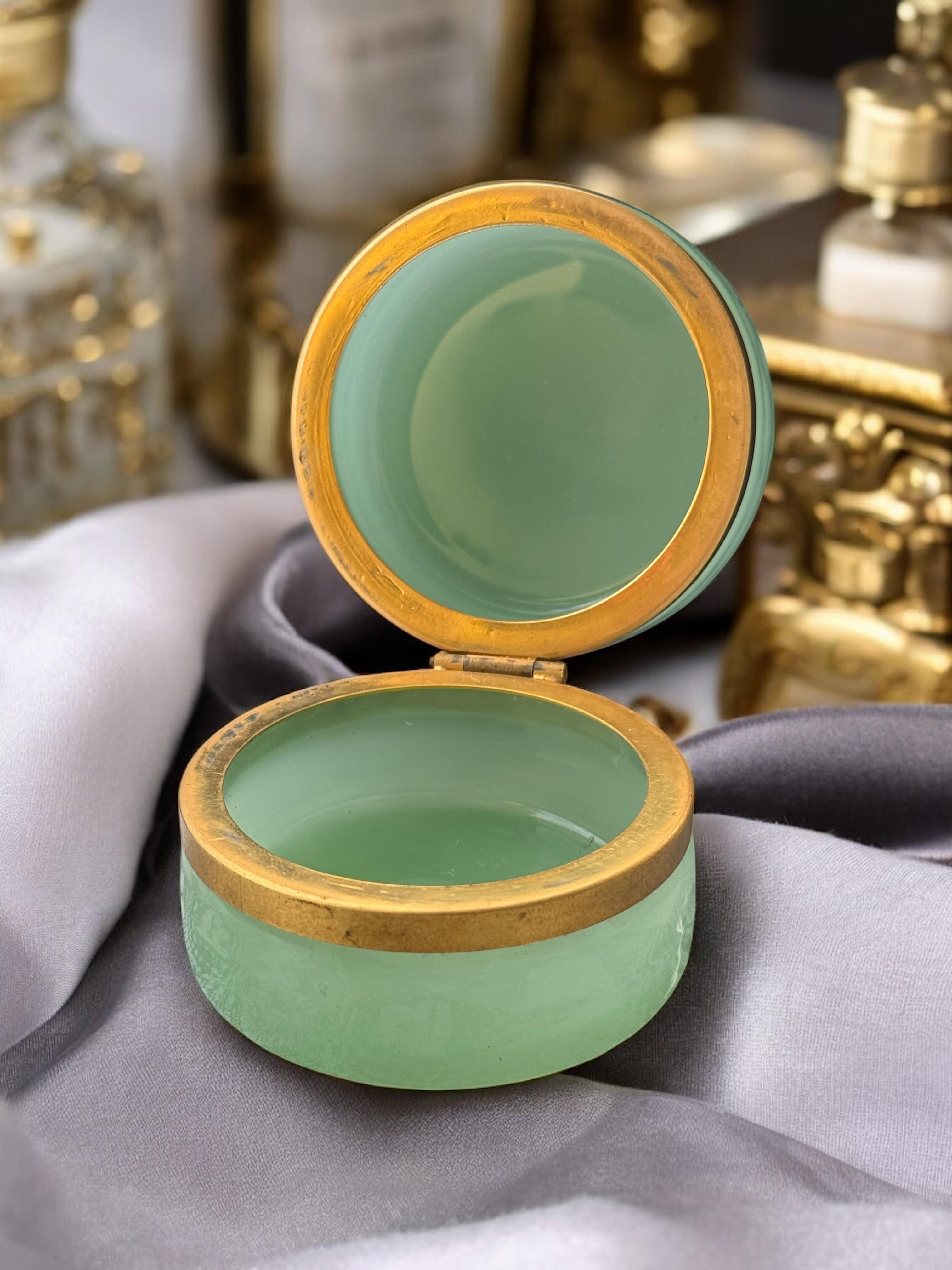Schöne Jade-Opal Cenedese Glasbox mit Bronzebeschlägen, Italien, 1950er Jahre im Angebot 5