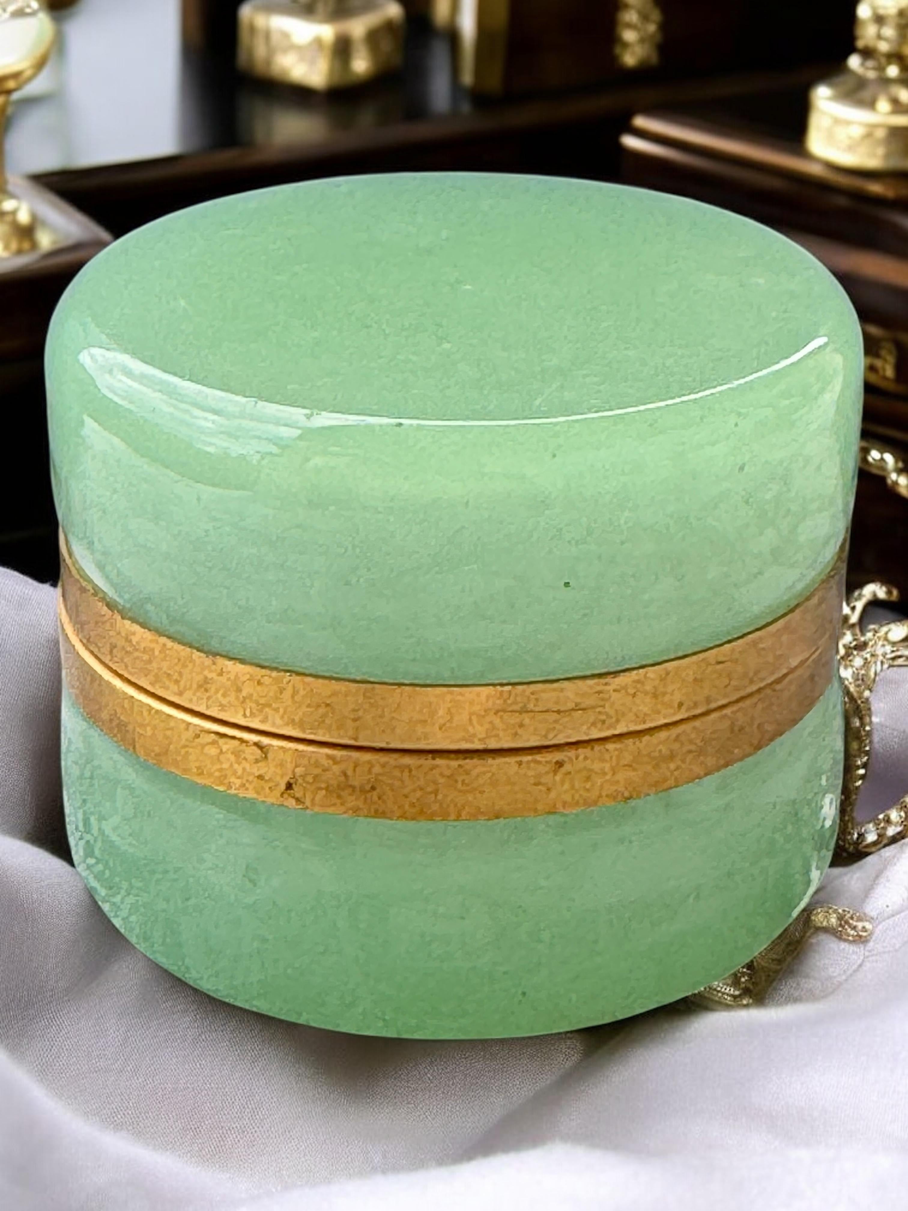 Schöne Jade-Opal Cenedese Glasbox mit Bronzebeschlägen, Italien, 1950er Jahre im Angebot 6