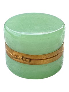 Preciosa Caja de Cristal Cenedese Opalina de Jade con Monturas de Bronce, Italia, años 50