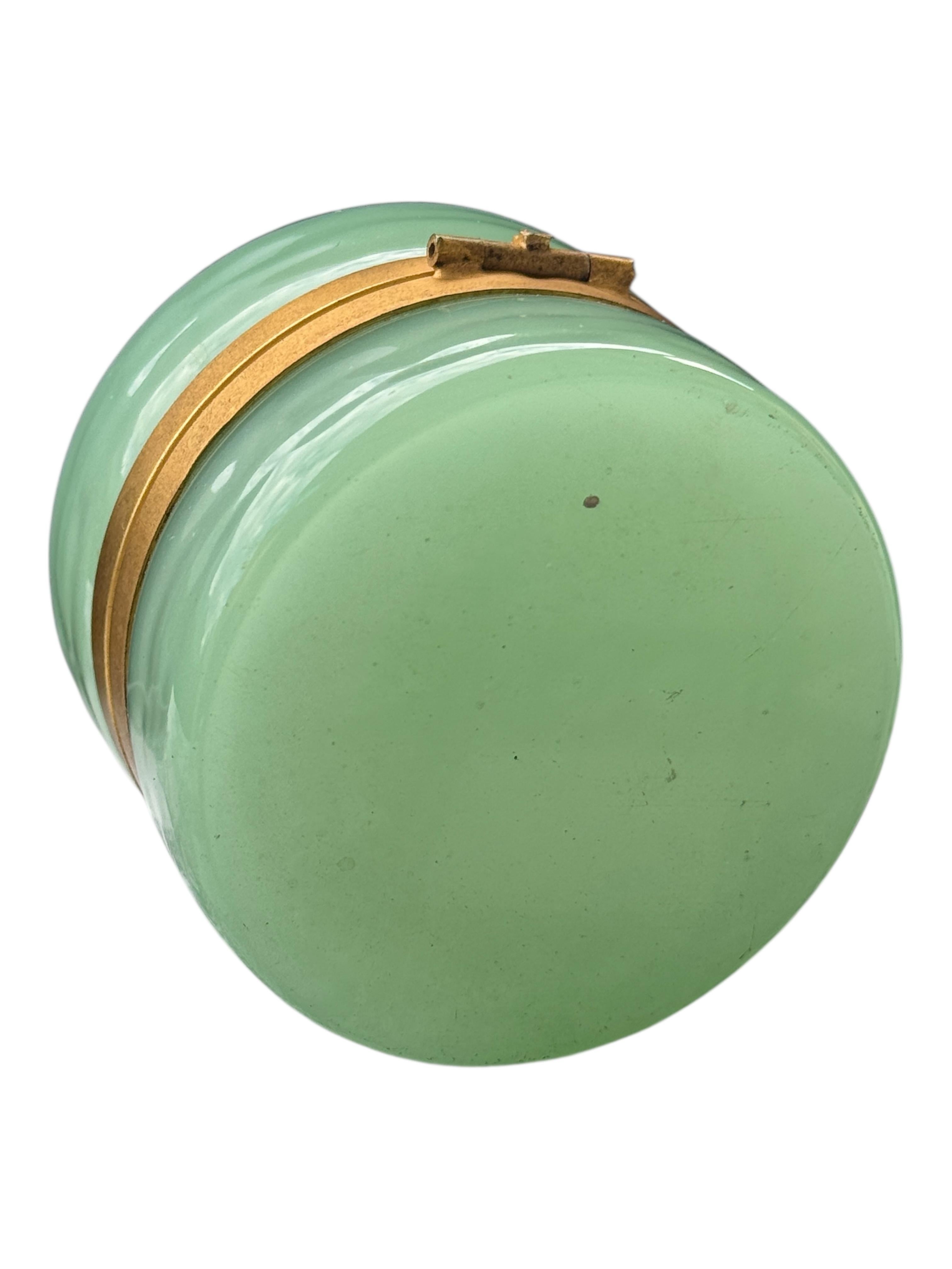 Schöne Jade-Opal Cenedese Glasbox mit Bronzebeschlägen, Italien, 1950er Jahre (Italienisch) im Angebot
