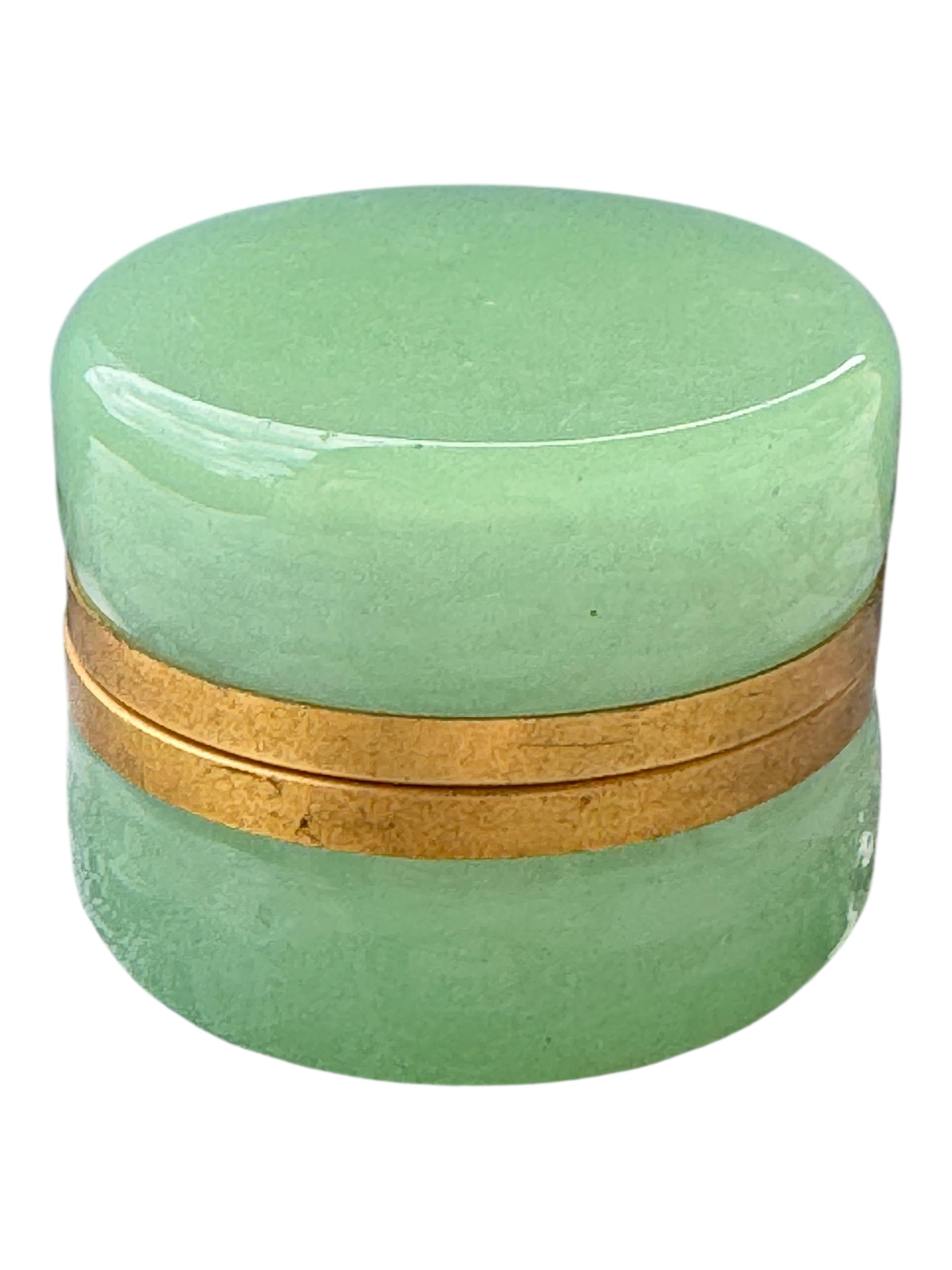 Schöne Jade-Opal Cenedese Glasbox mit Bronzebeschlägen, Italien, 1950er Jahre (Mitte des 20. Jahrhunderts) im Angebot