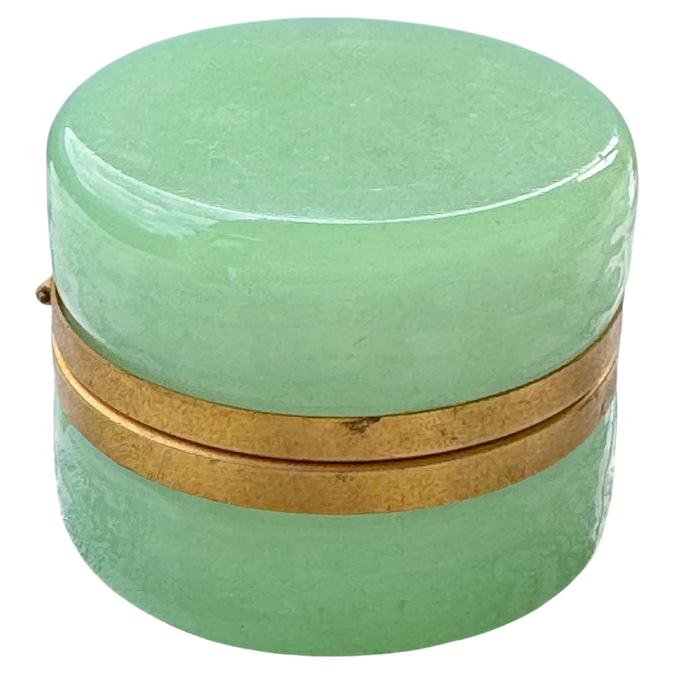 Schöne Jade-Opal Cenedese Glasbox mit Bronzebeschlägen, Italien, 1950er Jahre im Angebot