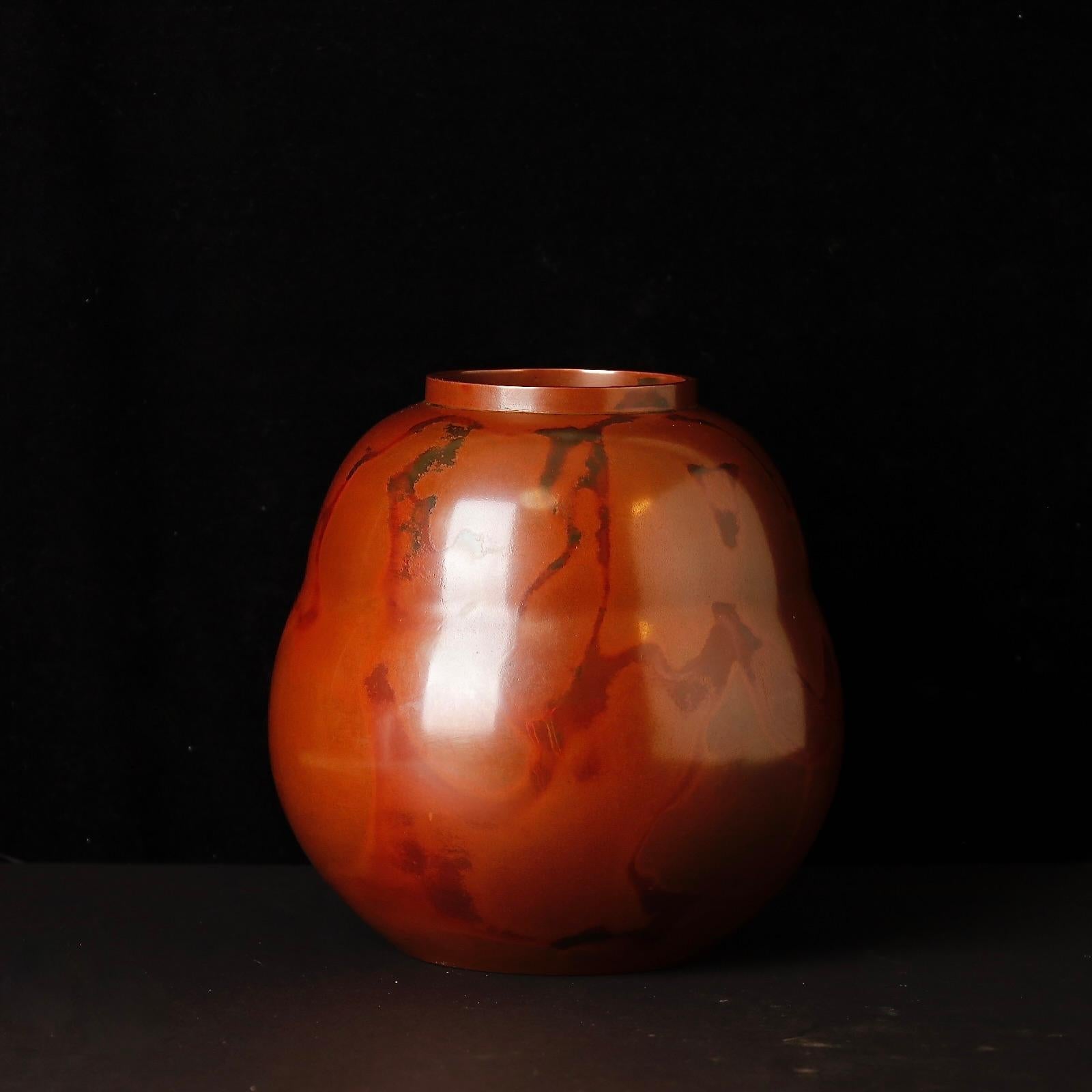 Beautiful Japanese Bronze Vase by Hōzan, Signed For Sale 1