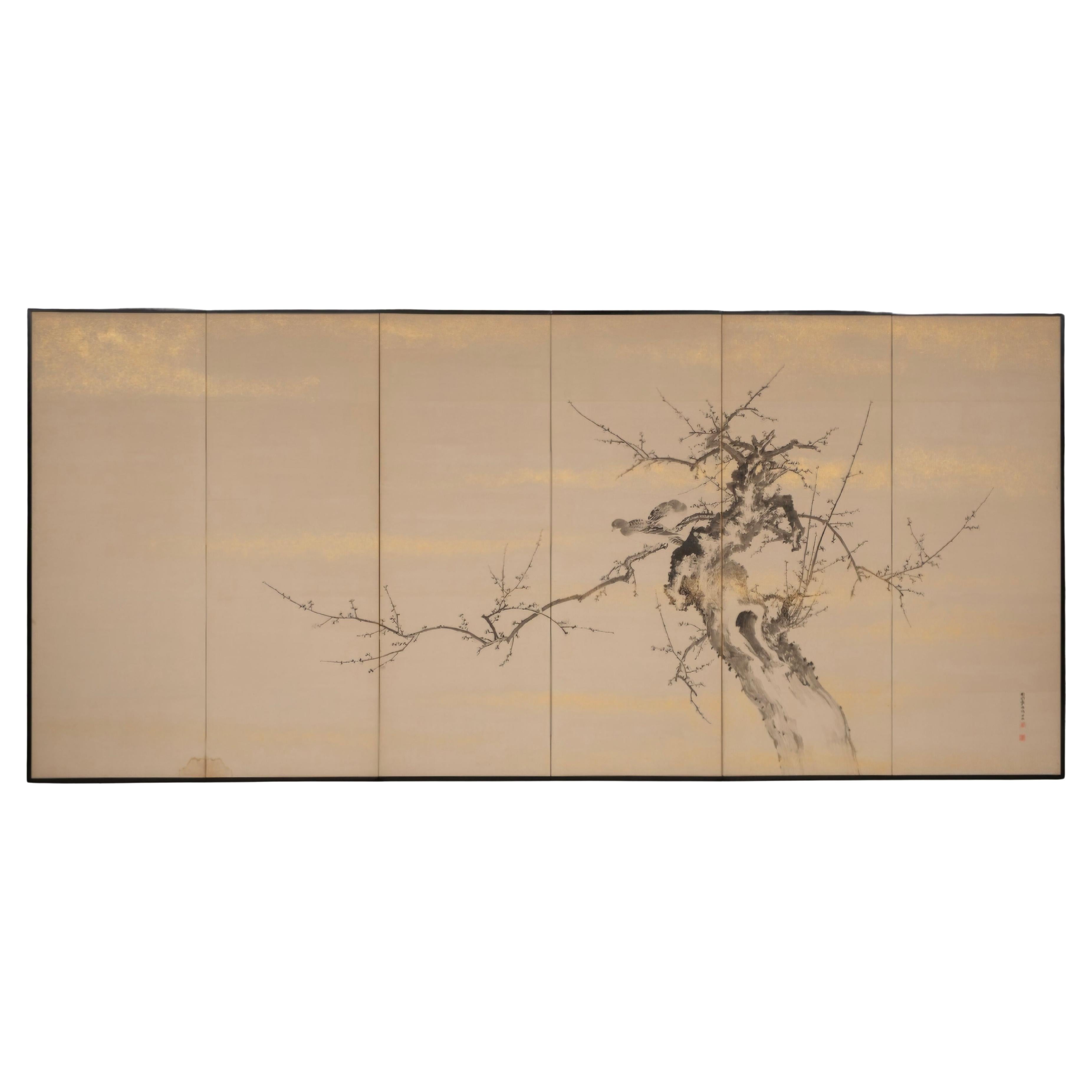 Beautiful Japanese folding screen/Byôbu, six panels, Taishô /early 20th century.