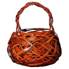 Magnifique panier japonais en bambou Ikebana